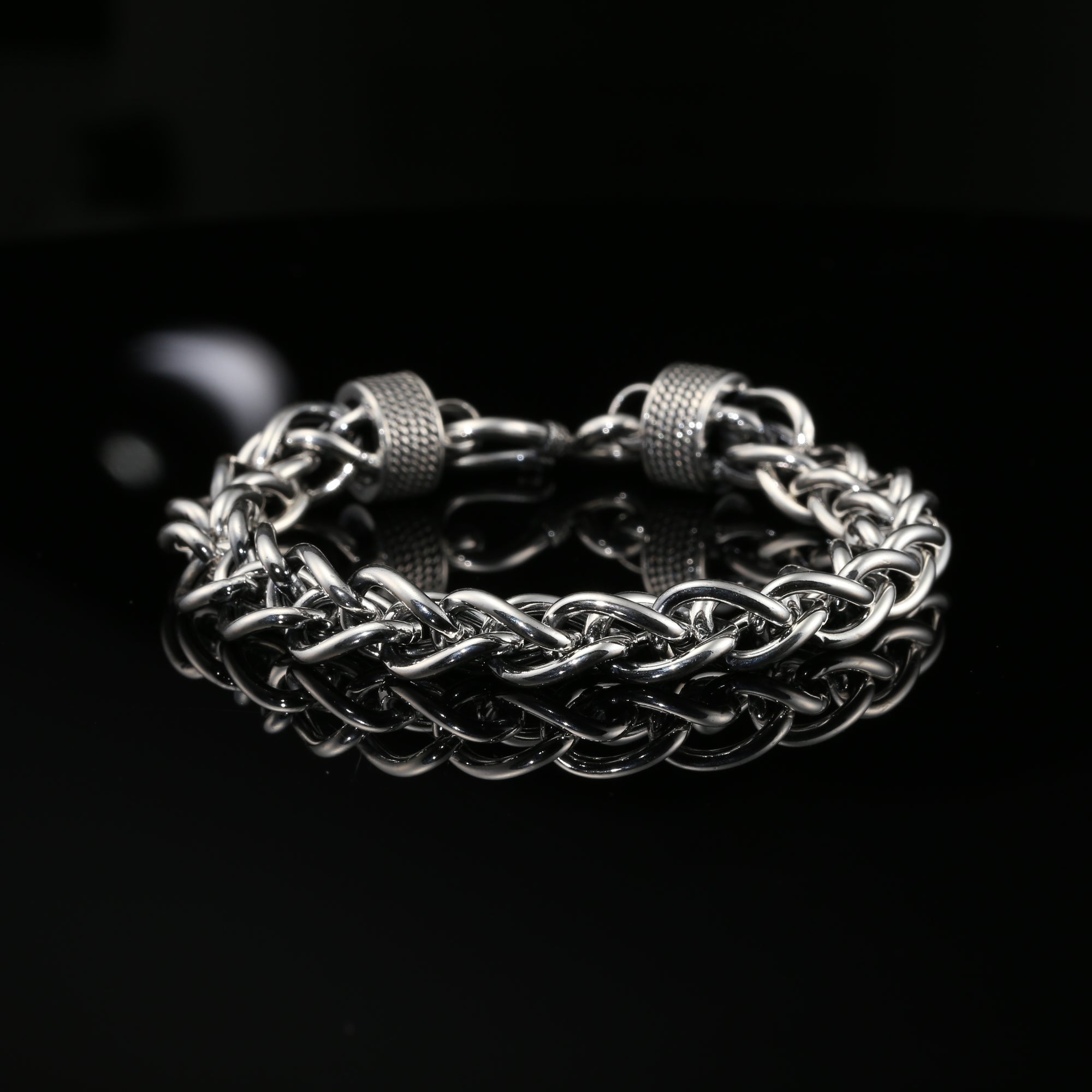 Dark Handmade Byzantine Chain Bracelet. Unisex in Sterling Silver