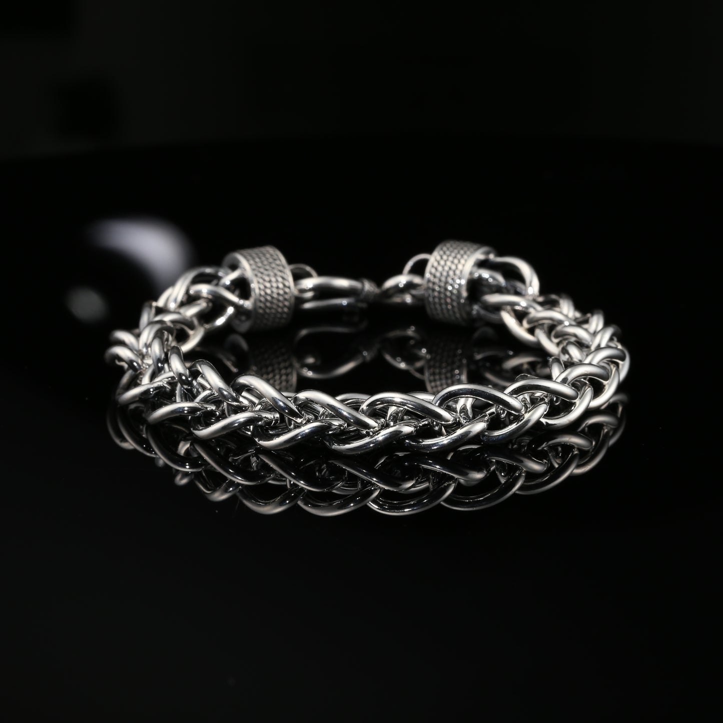 Dark Sterling Silver Handmade Byzantine Chain Bracelet. Unisex