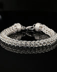 Handmade Byzantine Chain Bracelet (8.75 inch), Unisex in Sterling Silver