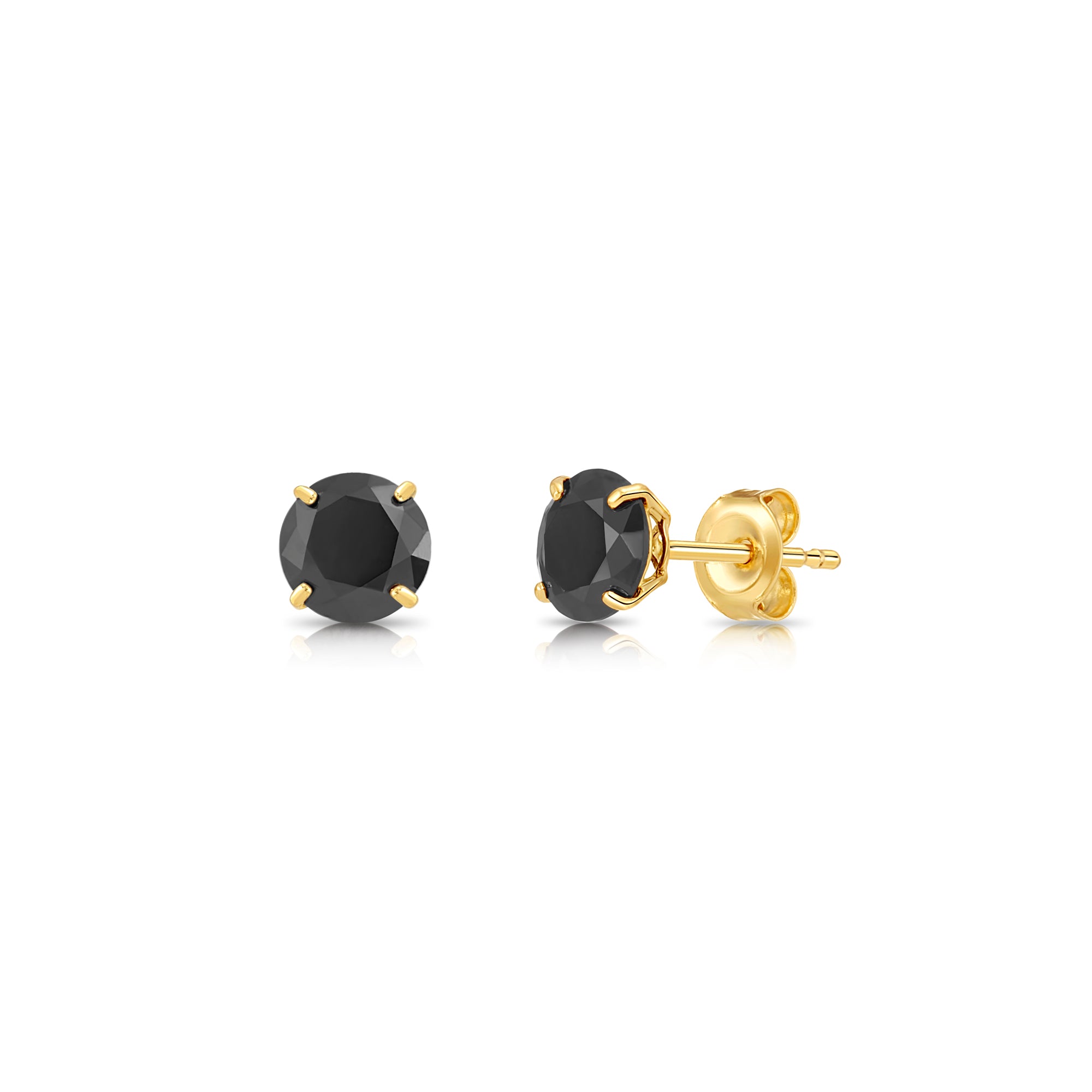 10k Yellow Gold Birthstone Stud Earrings with Pushbacks, 5mm, Available in 13 Colors