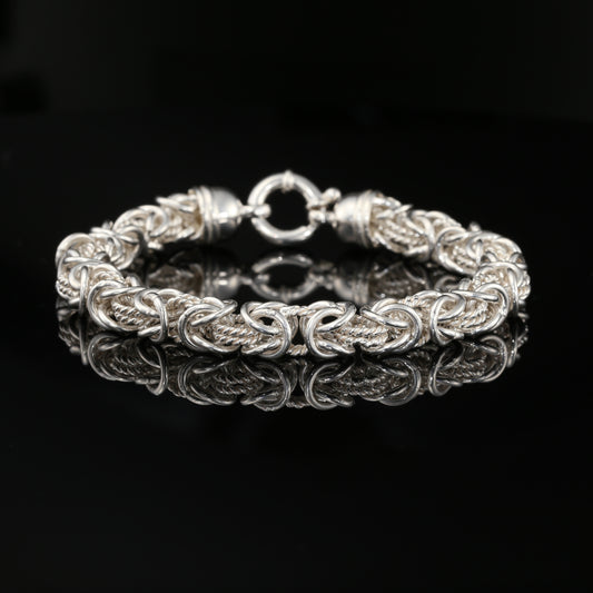 Sterling Silver Handmade Byzantine Rope Chain Bracelet. Unisex