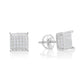 Sterling Silver Square Screw-back Stud Earrings, Unisex