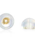 14k Yellow Gold and Cubic Zirconia Stud Earrings, Silicone Pushback