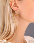 14k Gold Oval Hoop Earrings, New Half Round Tube