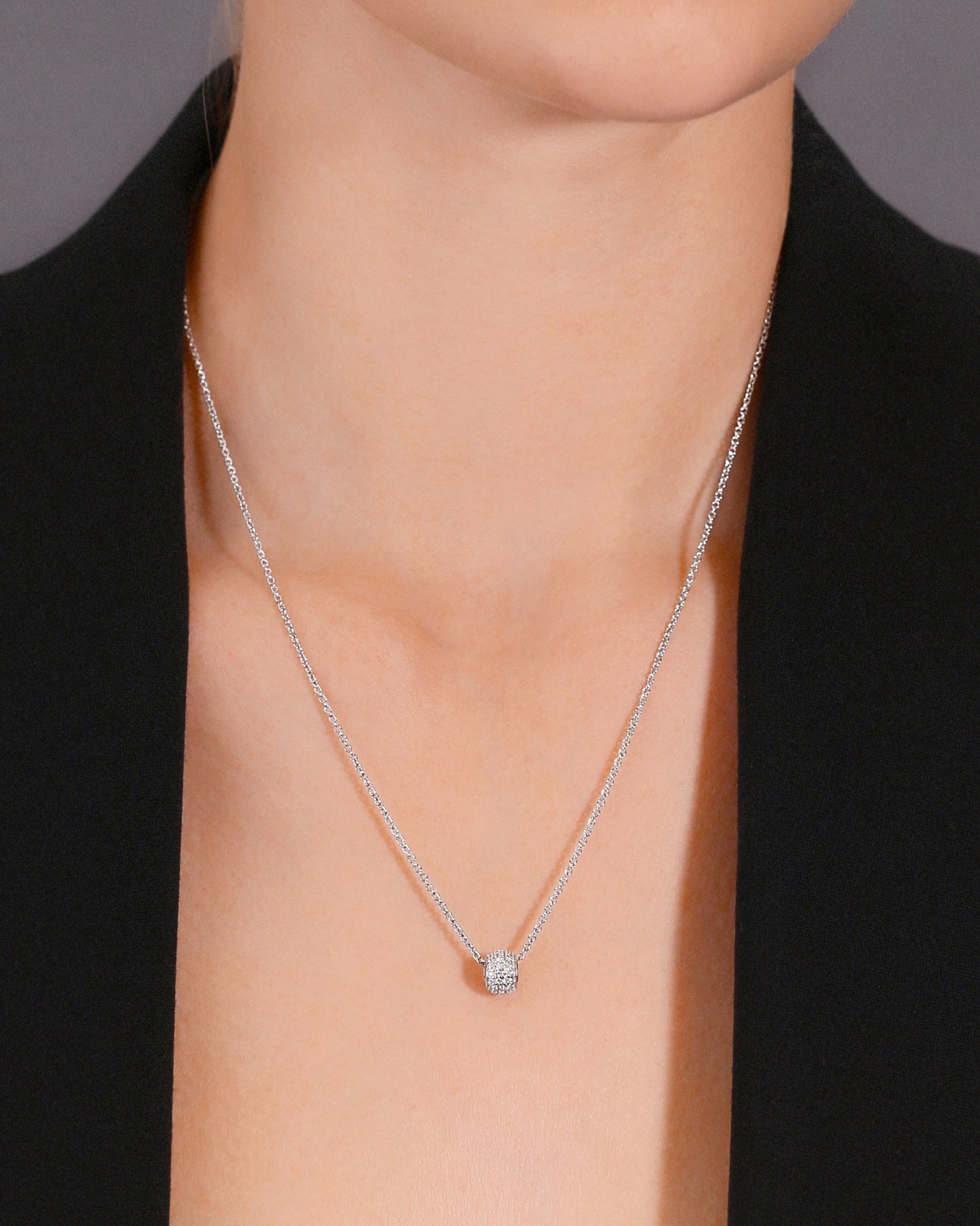Sterling Silver Small Sparkle Ball Charm Necklace