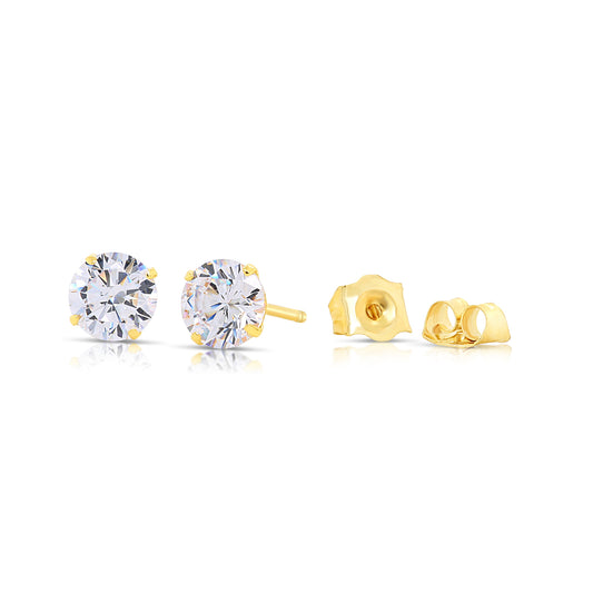 10k Yellow Gold Birthstone Stud Earrings with Pushbacks, 5mm