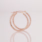 14k Gold X Pattern Diamond Cut Hoop Earrings, 1 Inch