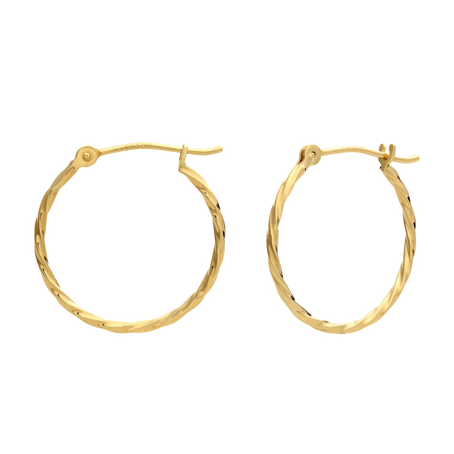 14k Yellow Gold Thin Twisted Hoop Earrings