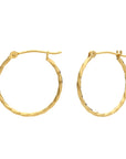 14k Yellow Gold Thin Twisted Hoop Earrings