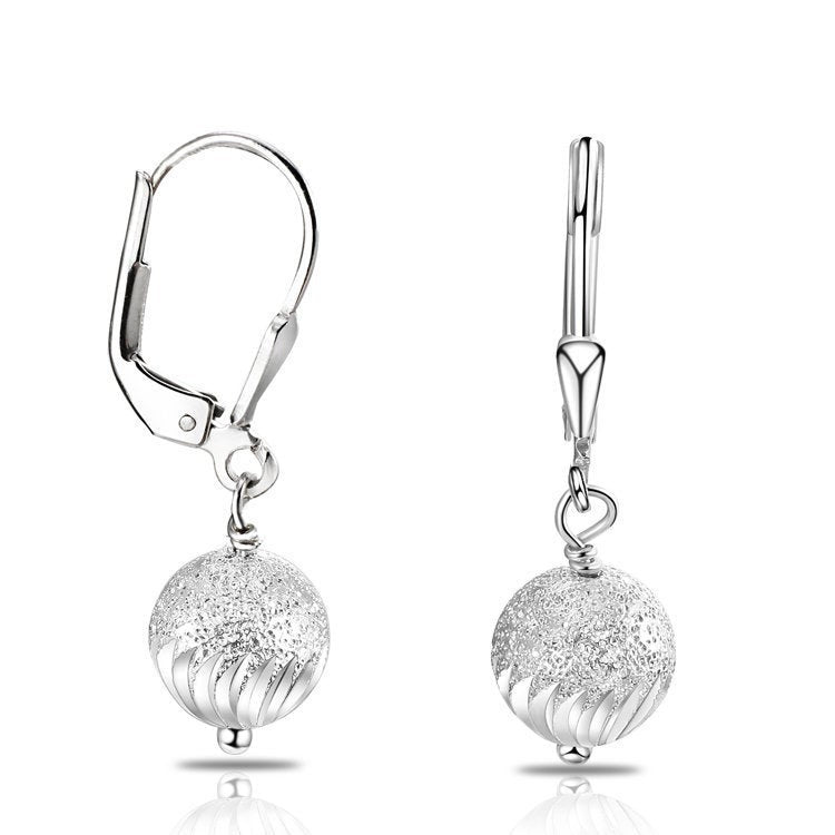 Dangling Ball Earrings with Engravings in Sterling Silver