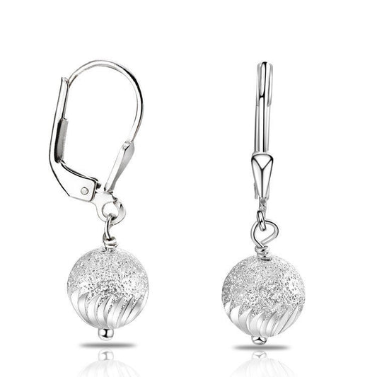 Sterling Silver Dangling Ball Earrings with Custom Engraving