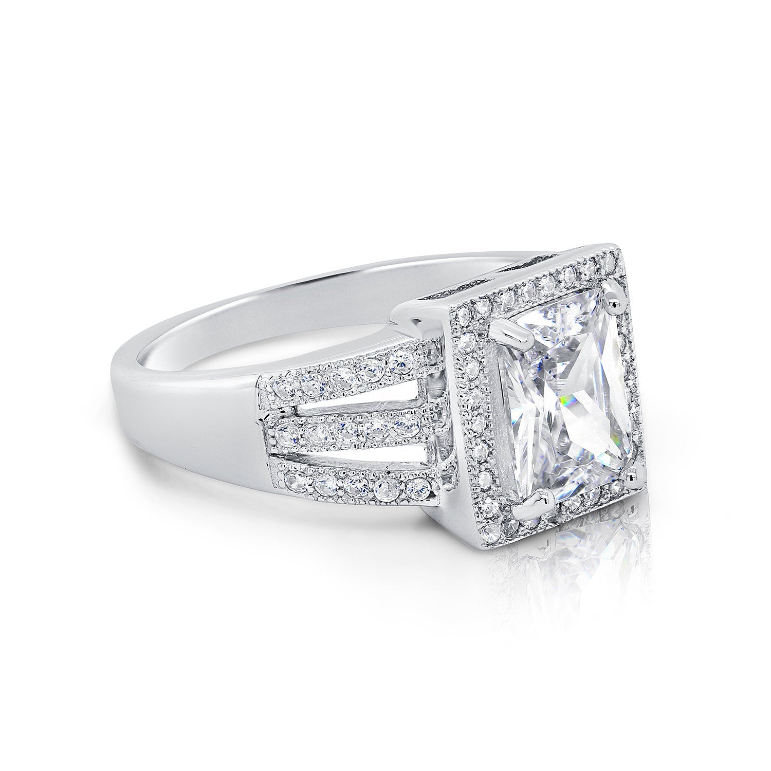 Sterling Silver Princess Baguette Ring