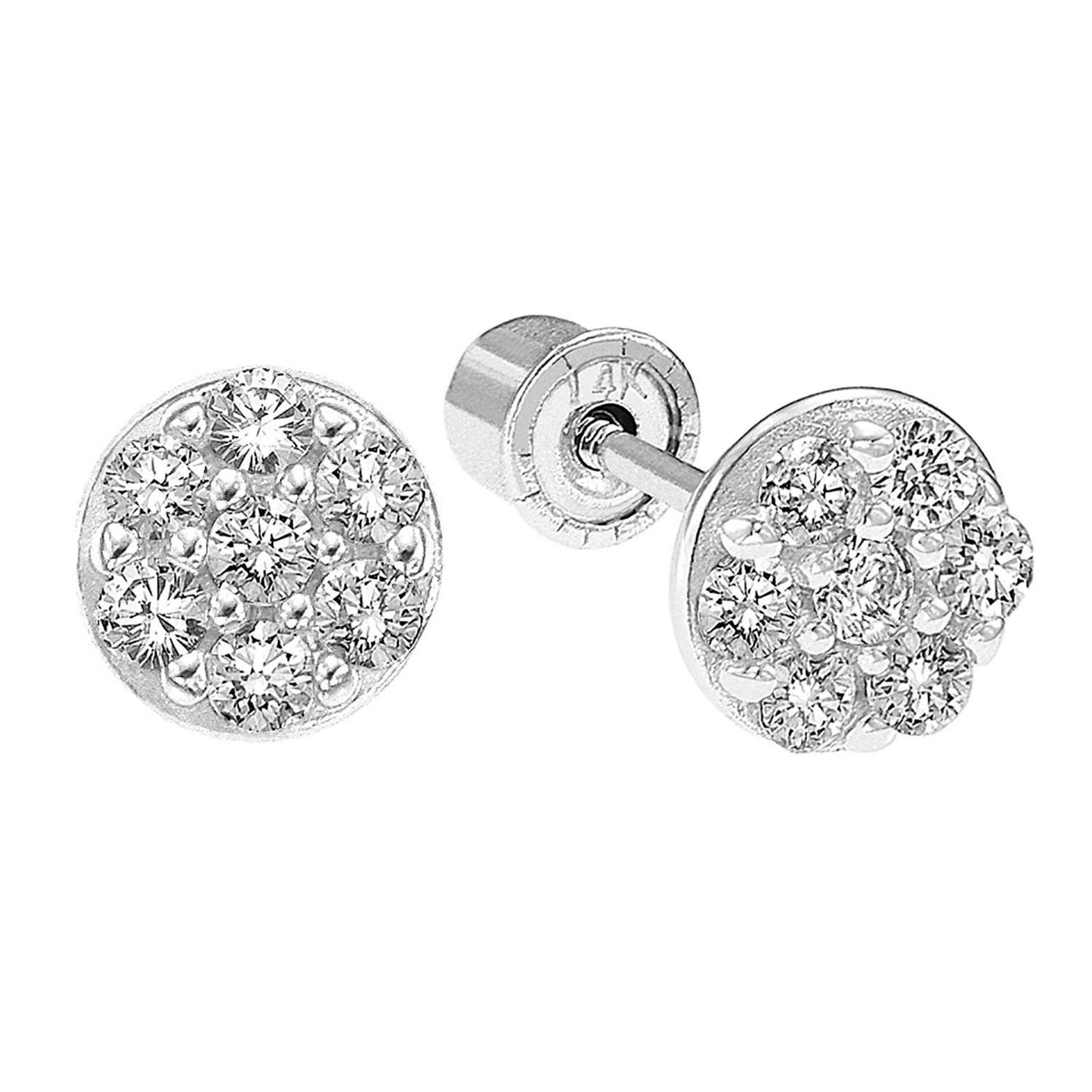 14k Gold Round Stud Earrings with Screw Backings