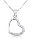 Sterling Silver Tilted Heart Charm Necklace