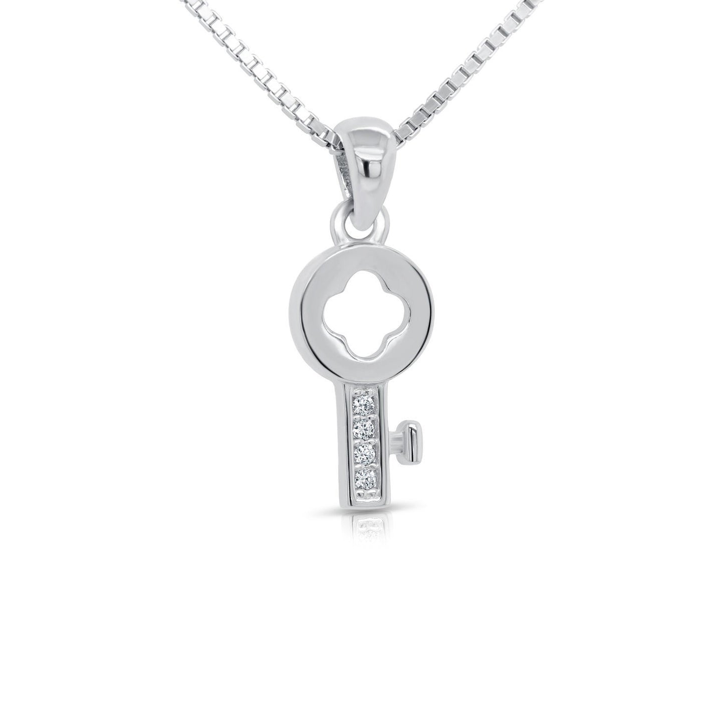 Sterling Silver Tiny Key Charm Necklace