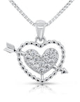 CZ Heart And Arrow Charm Necklace in Sterling Silver