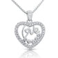 Sterling Silver Heart and Love Charm Necklace