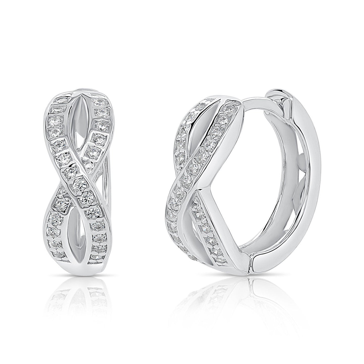 Sterling Silver Infinity Huggie Hoop Earrings