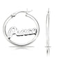 Sterling Silver PEACE Hoop Earrings, 1 inch