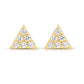 14k Gold Triangle Stud Earrings with Cubic Zirconia
