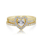 Sterling Silver Heart Engagement Ring Set, Gold Plated