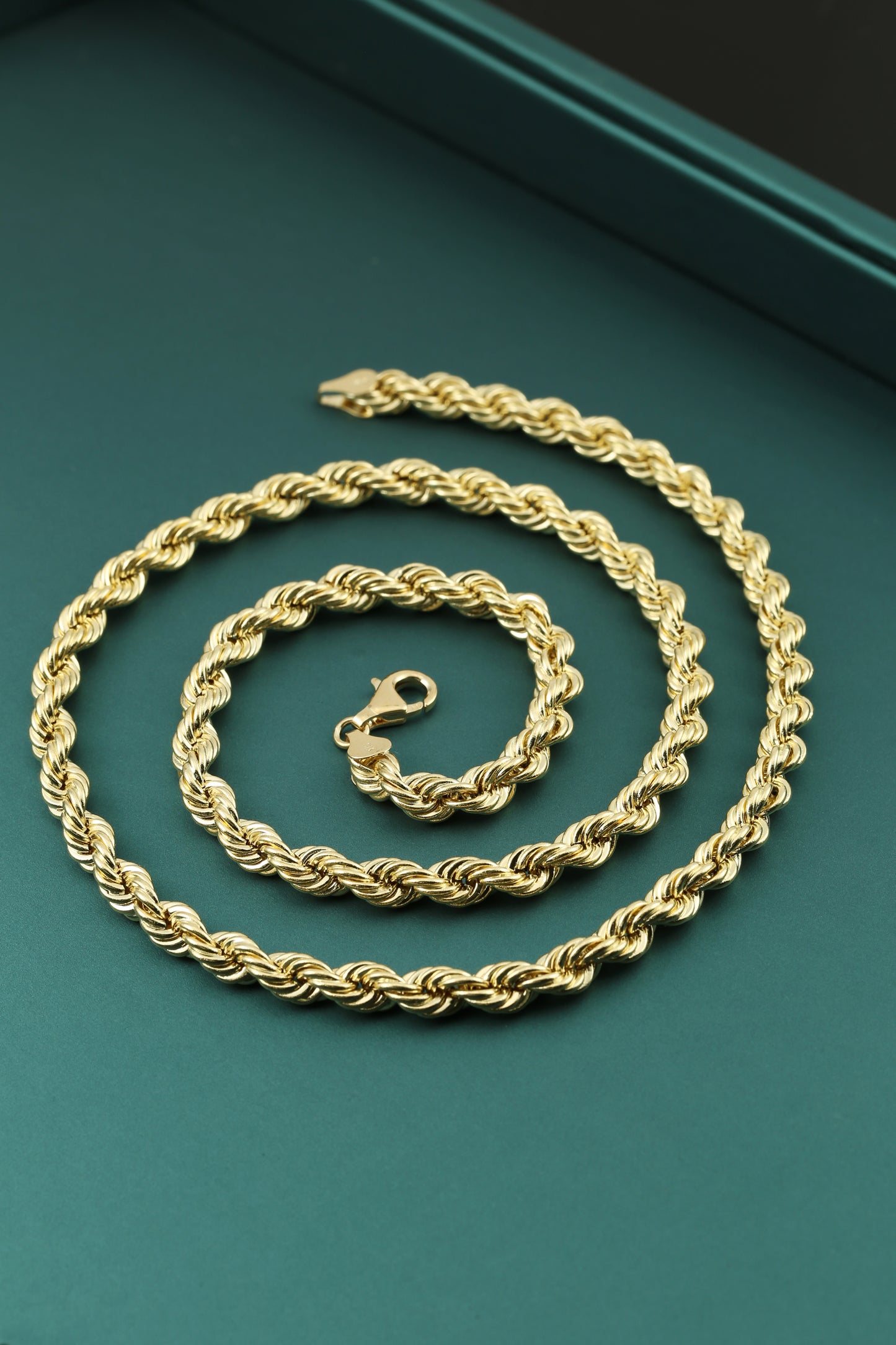 14k Yellow Gold Light-weight Hollow Rope Chain, 2mm