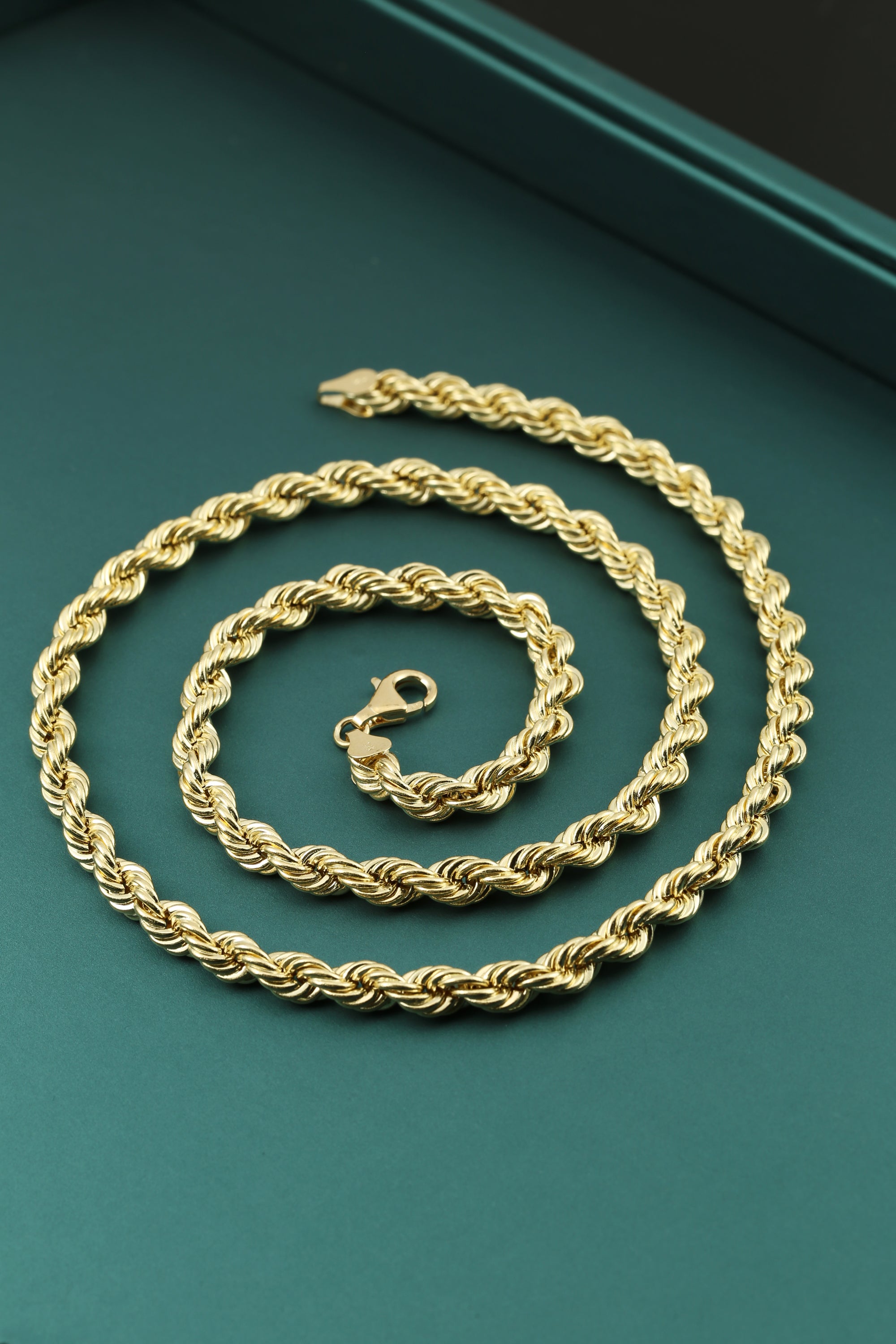 14K Yellow Gold Rope Chains, Solid 14k Gold Necklace With Secure Lobster Lock