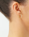 14K Yellow Gold Hoop Earrings with Hand Engraved Tornado Design