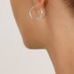 14k White Gold All Around Diamond Cut Hoop Earrings