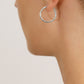 14k White Gold All Around Diamond Cut Hoop Earrings