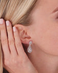 Sterling Silver Royal Teardrop Stud Earrings, Dangle Bridal Jewelry, Boho
