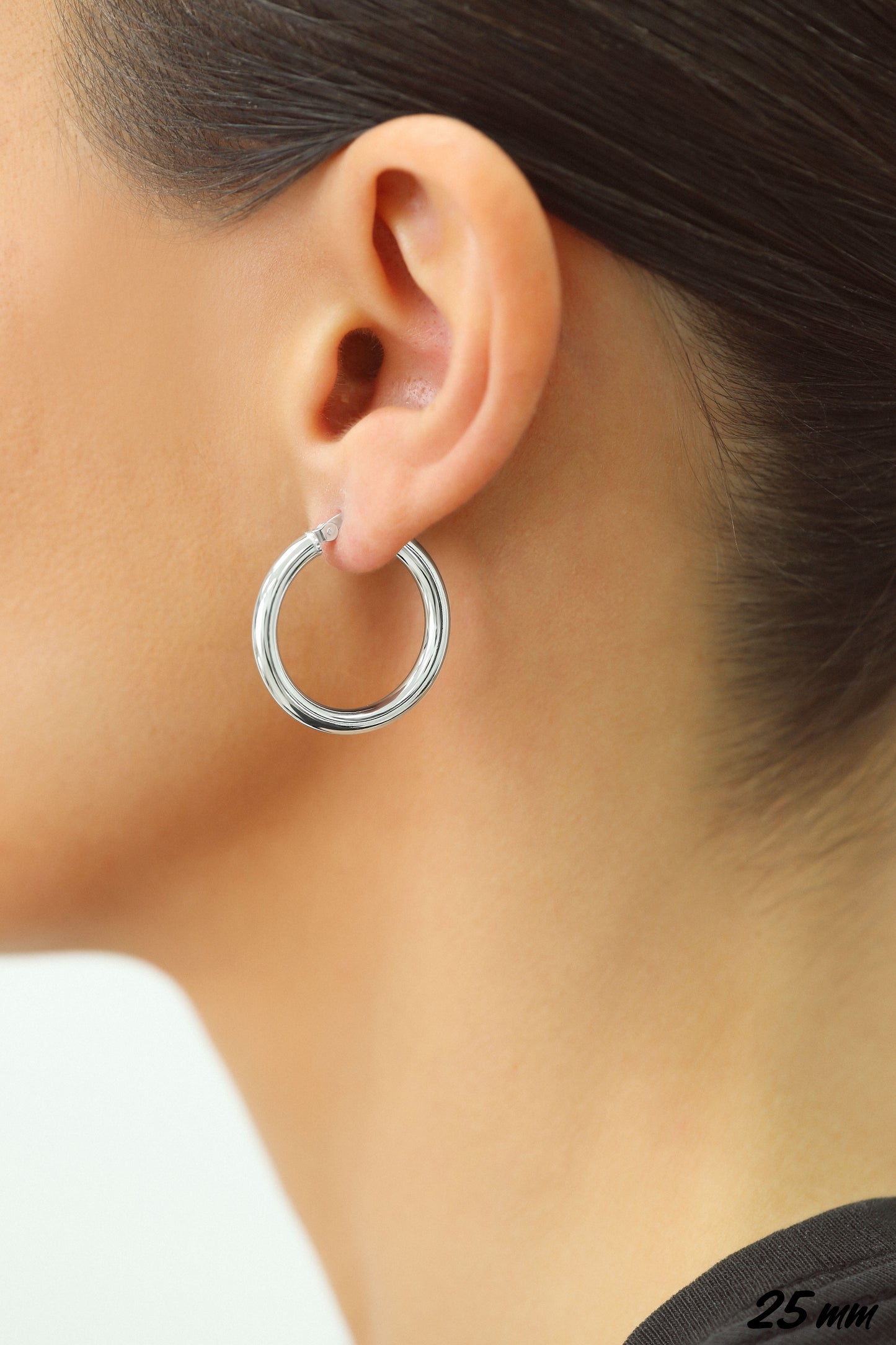 Thick Sterling Silver Hoop Earrings Gift for Her Chunky C 