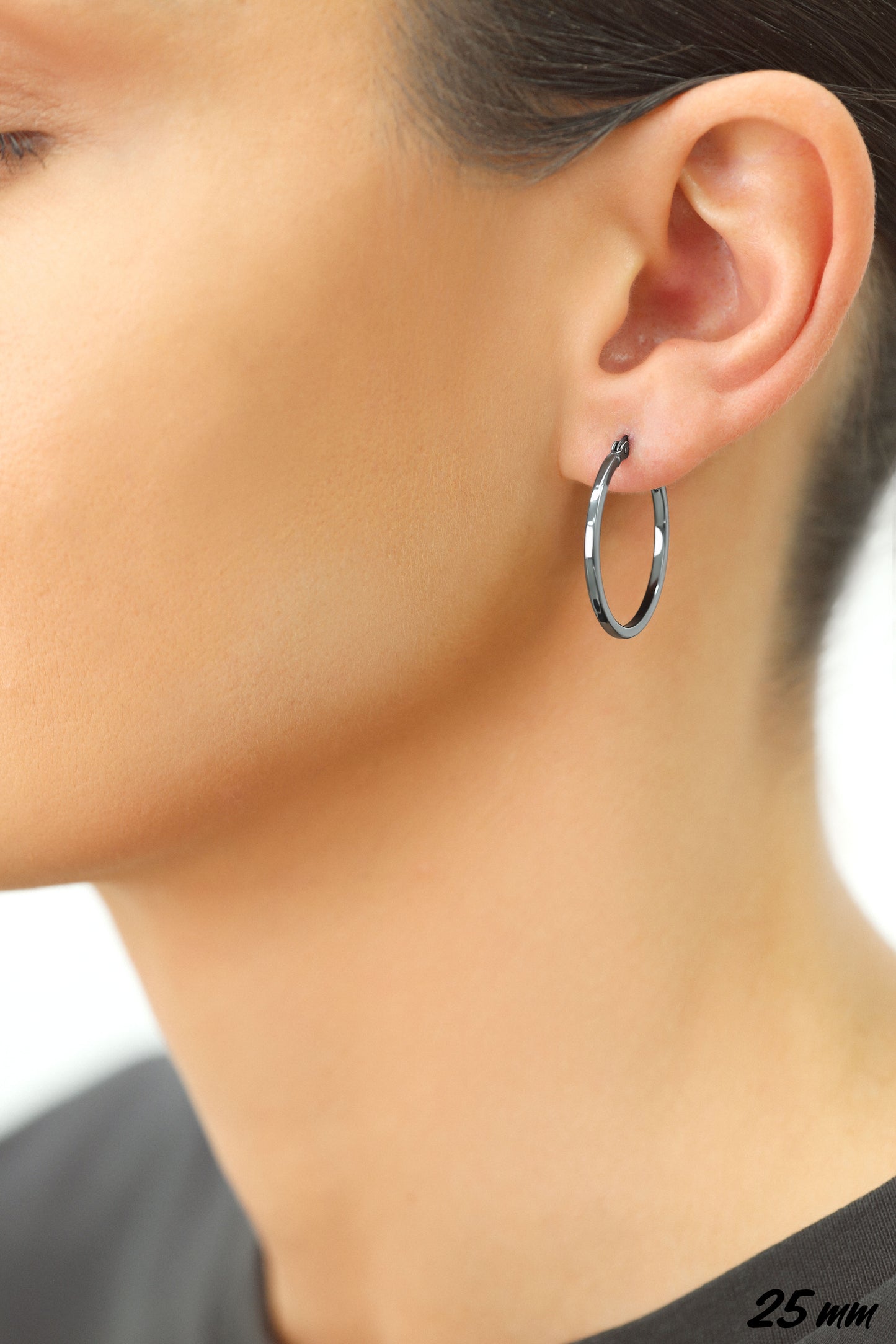 Sterling Silver Square Tube Hoop Earrings, 1 inch