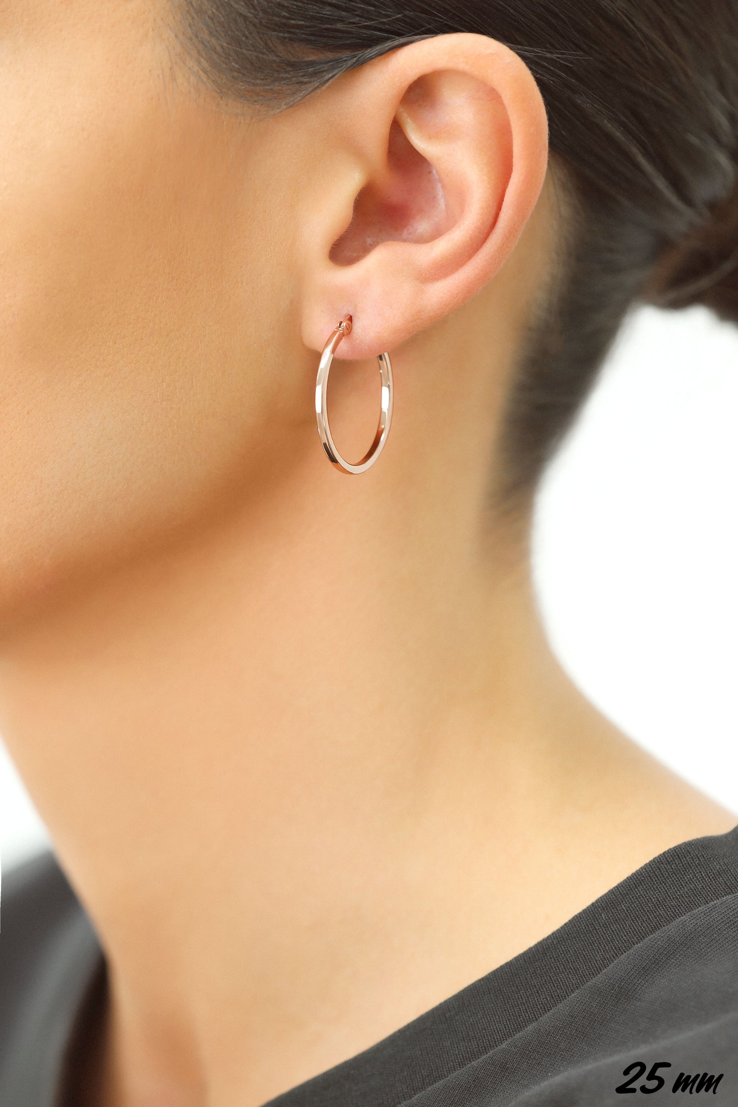 Sterling Silver Square Tube Hoop Earrings, 1 inch