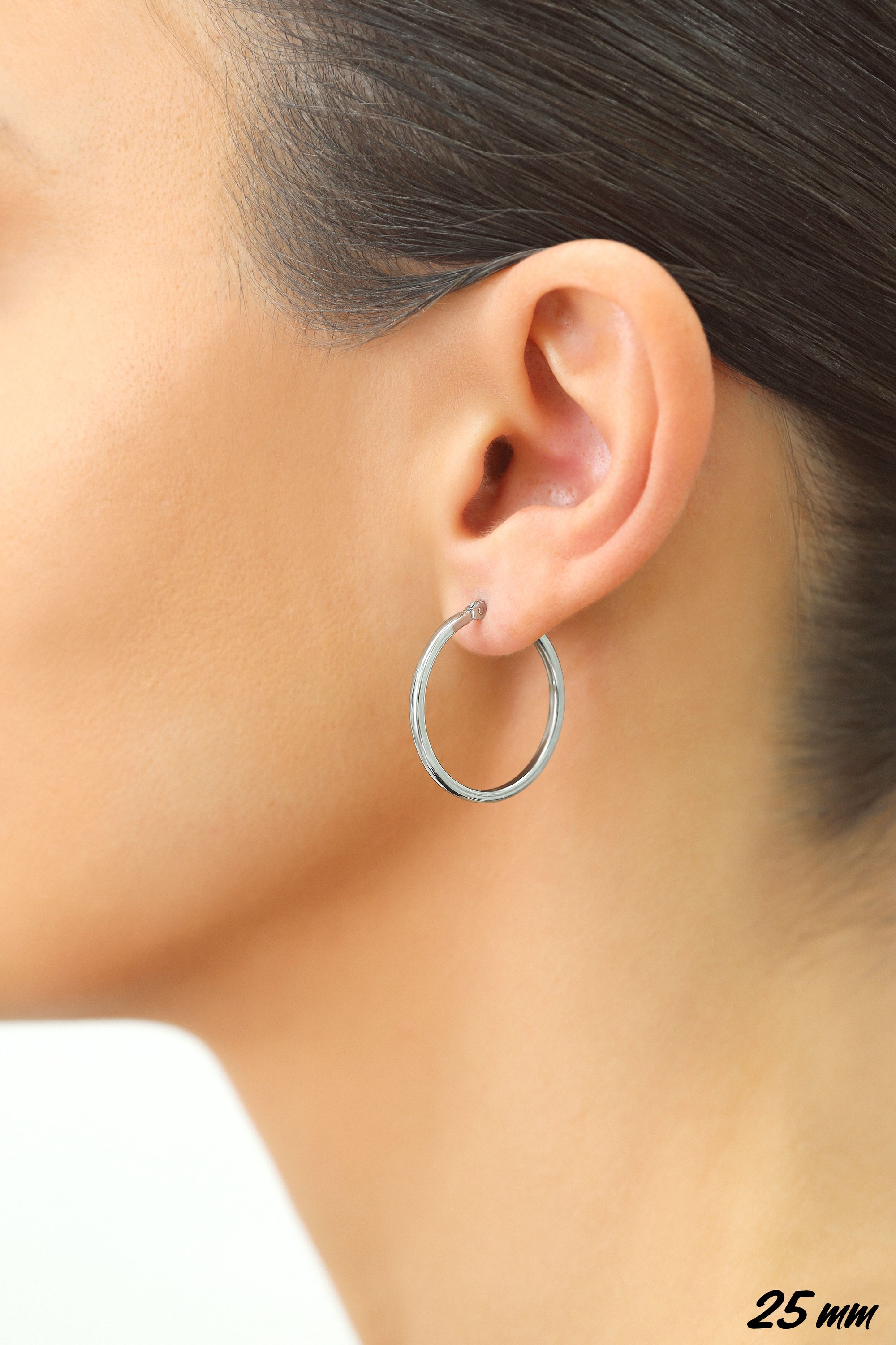 Square Tube Hoop Earrings, 1 inch in Sterling Silver