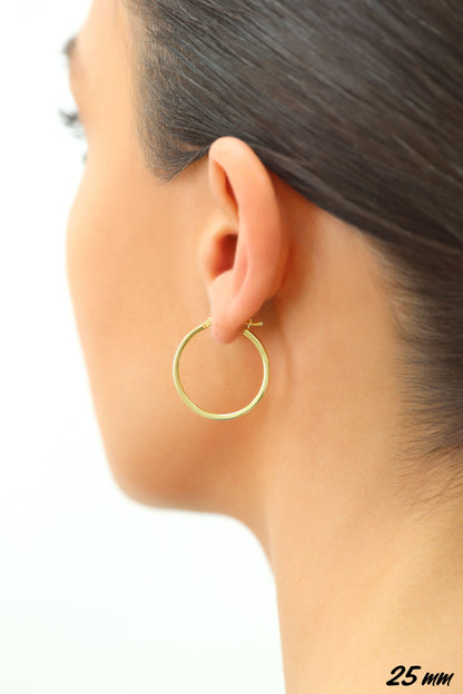 Sterling Silver Square Tube Hoop Earrings, 1 inch