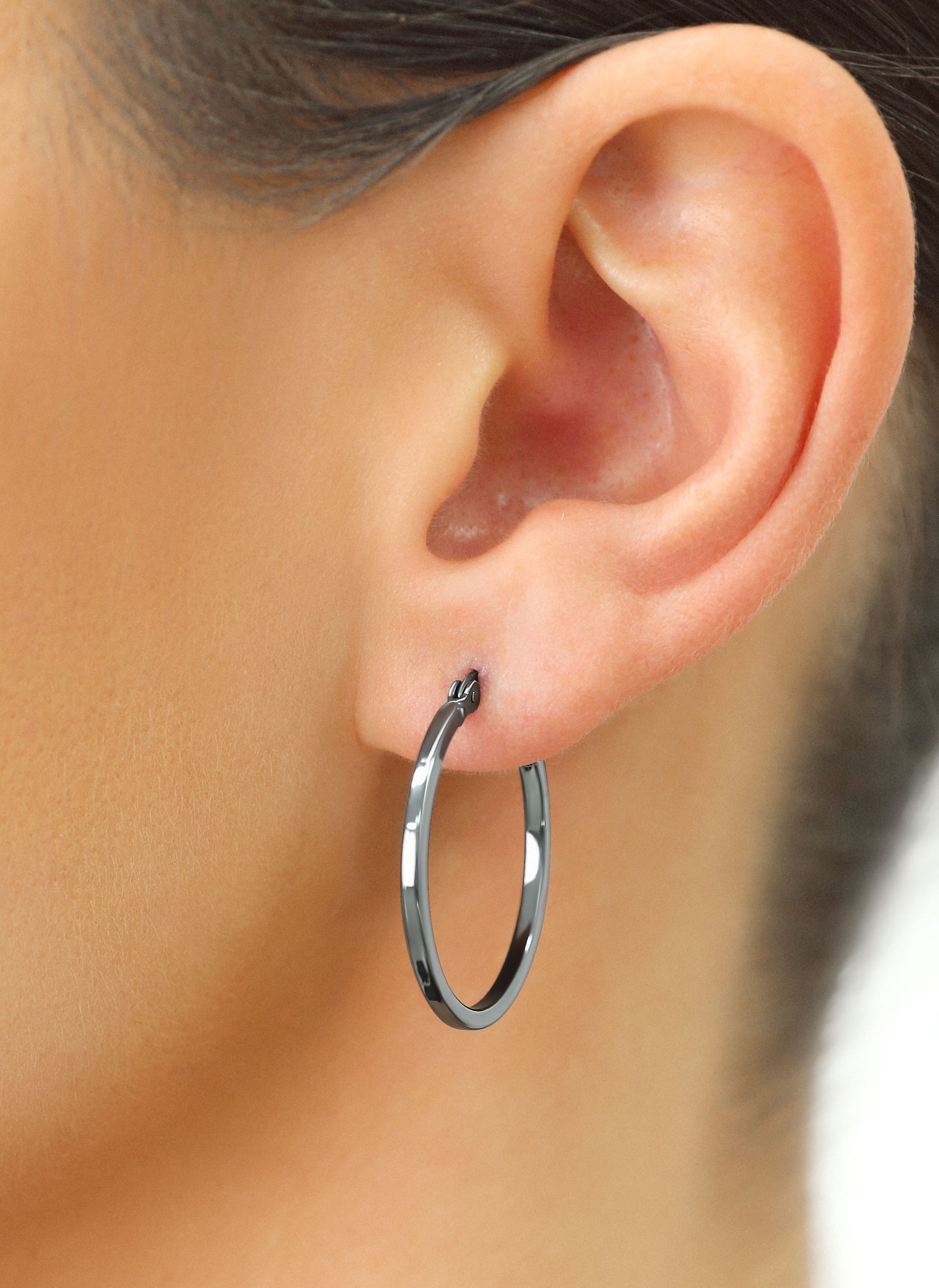 Square Tube Hoop Earrings, 1 inch in Sterling Silver