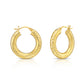 14k Yellow Gold Tornado Diamond Cut Hoop Earrings, 5mm
