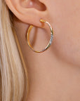 Tricolor and Diamond-cut Round Hoops in Sterling Silver