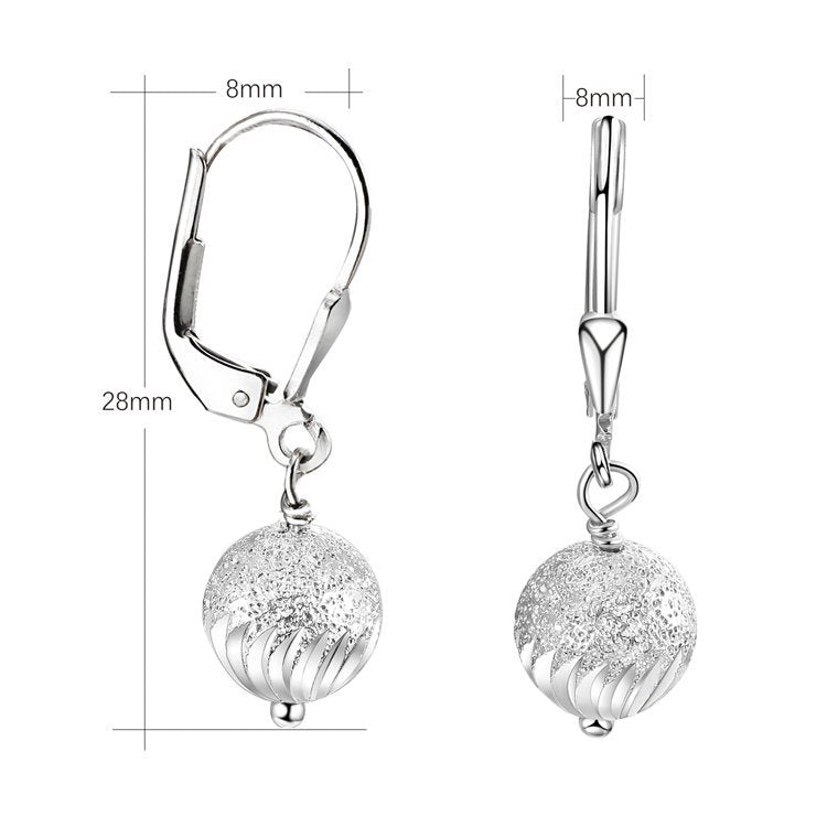 Dangling Ball Earrings with Engravings in Sterling Silver