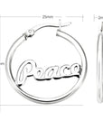 PEACE Hoop Earrings in Sterling Silver