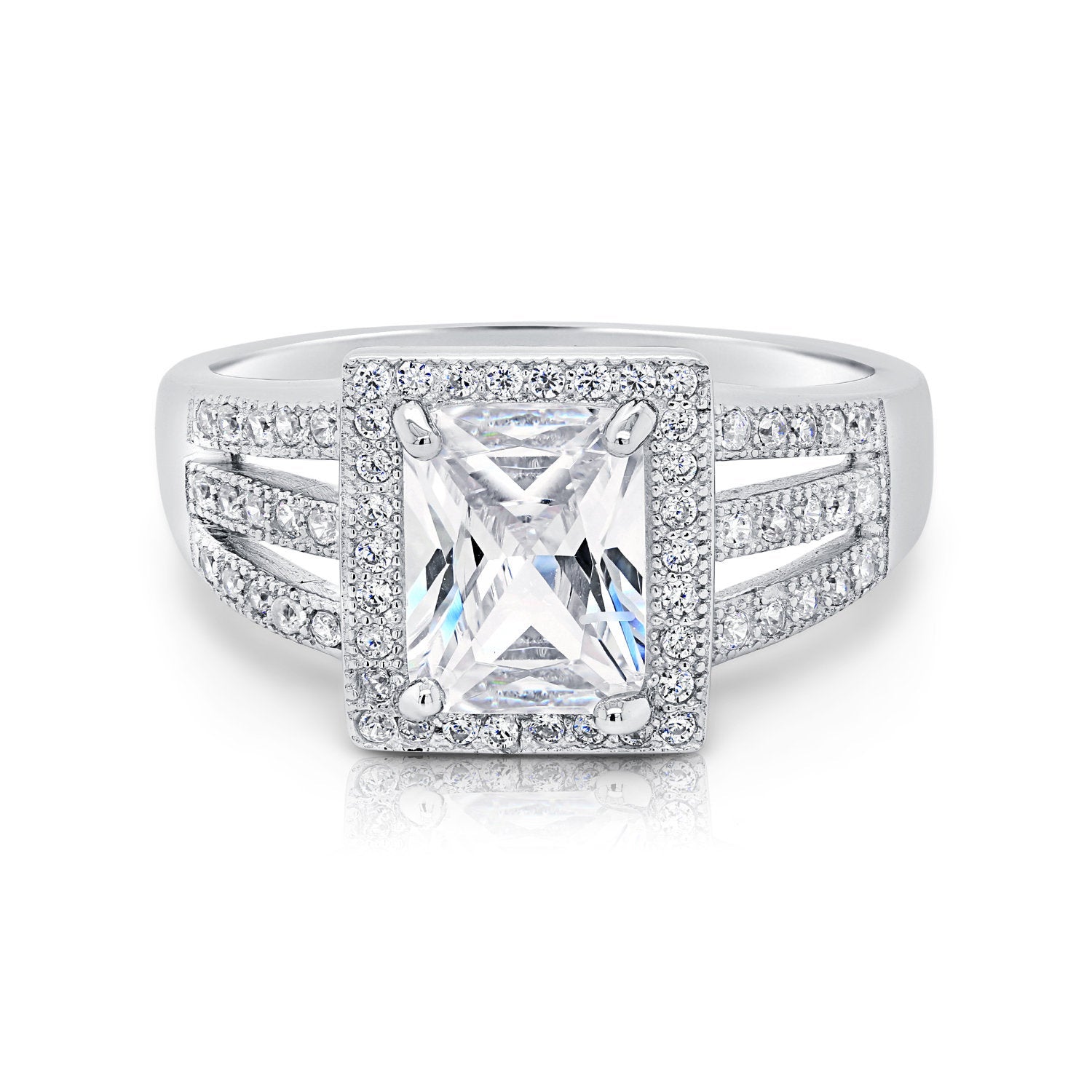 Sterling Silver Princess Baguette Ring