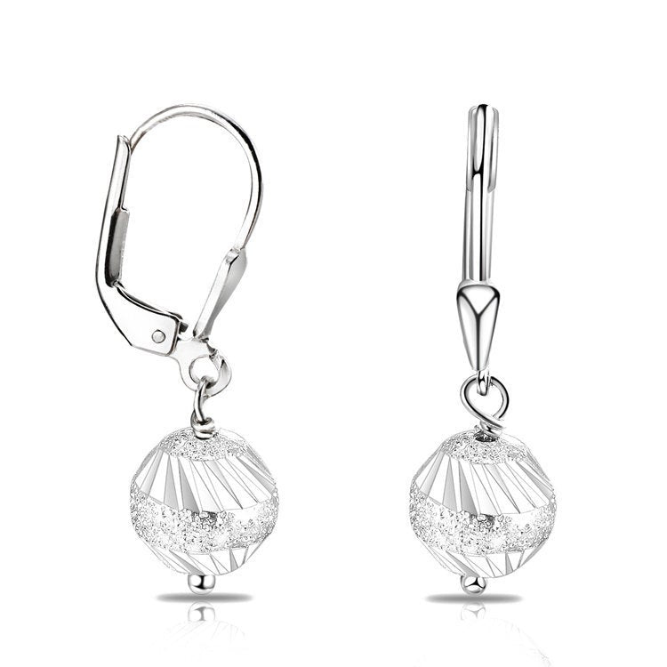 Sterling Silver Dangle Ball Earrings with Designs