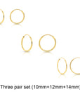Bundle SET OF 3! 14k Gold Round Endless Hoop Earrings