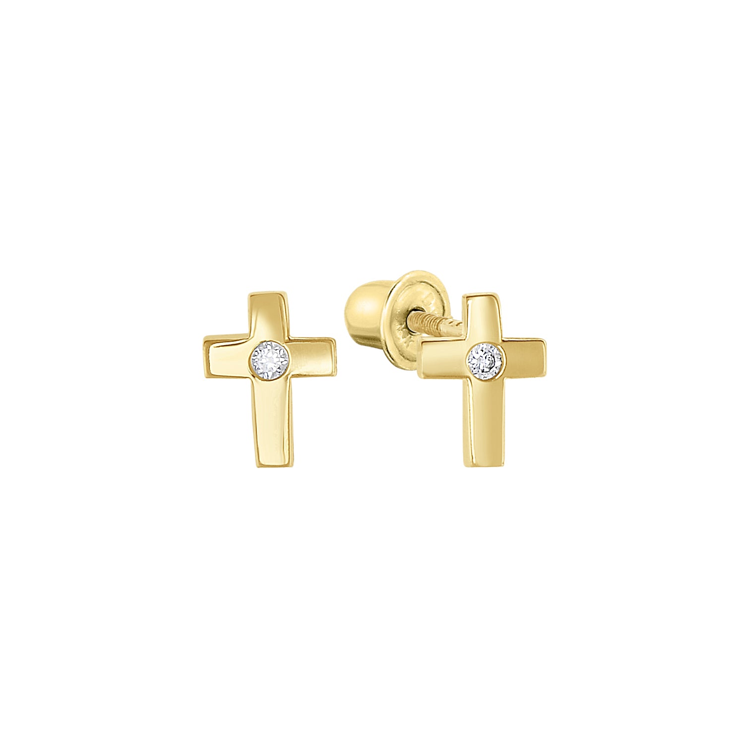 Classic Cross Stud Earrings in 14K Gold