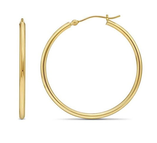 Single Replacement Hoop - 14k Yellow Gold Classic Hoop Earrings, 2mm - 40mm Size