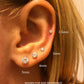 Set of 3! 14k Yellow Gold Solitaire Stud Earrings, Pushback Sleeper Studs, Unisex