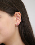 Sterling Silver Pave Huggie Hoop Earrings