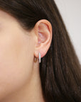 CZ Huggie Hoop Earrings, 16mm in Sterling Silver