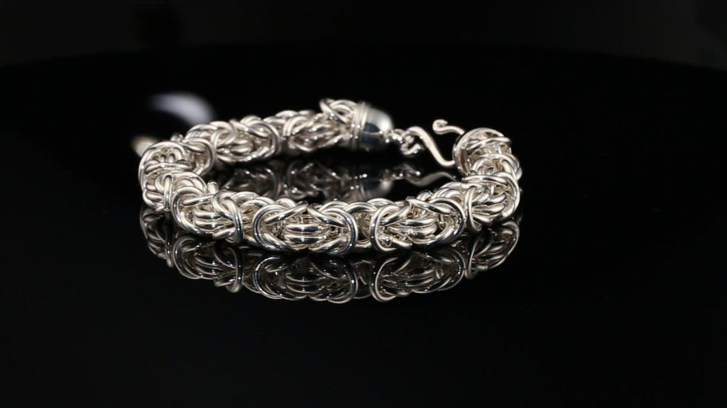 Byzantine Chain Bracelet with S-Hook Clasp in , 8.75 unisex in Sterling Silver